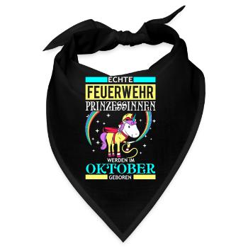 Oktober - Feuerwehr Prinzessin - Geburtstag - - Bandana - Schwarz - Vorne