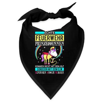 Feuerwehr Prinzessin - Einhorn Lösch Wagen - Bandana - Schwarz - Vorne