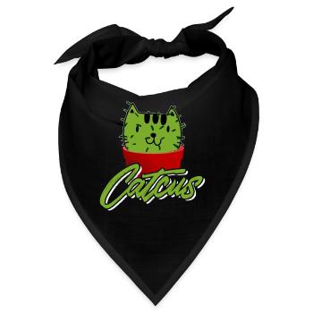 Catcus Funny Cactus Cat Pun Shirt - Bandana - Schwarz - Vorne
