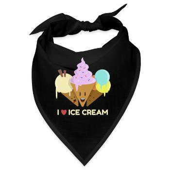 Ich liebe Eiscreme T-shirt - Bandana - Schwarz - Vorne