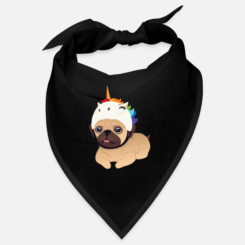 Einhorn Mops Unicorn pug - Bandana - Schwarz
