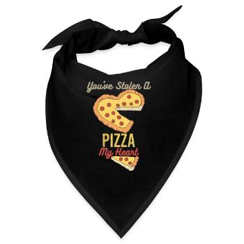 Pizza Herz Valentinstag Geschenk Liebe Paare - Bandana - Schwarz - Vorne