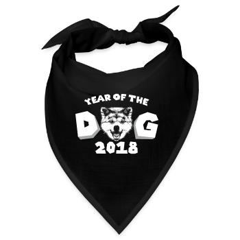 Akita 2018 Jahr des Hundes Geschenk Neujahr - Bandana - Schwarz - Vorne