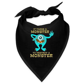 Monster - Gruselig - Zerstören - Geschenk - Bandana - Schwarz - Vorne