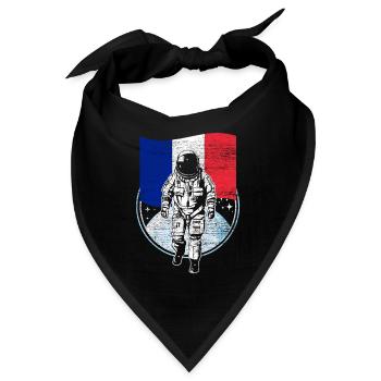 Frankreich Flagge im Weltraum Astronaut Mond - Bandana - Schwarz - Vorne