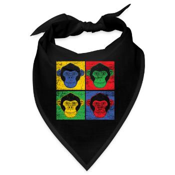 Affe Primat Gorilla Schimpanse Tier Zoo Tierpark - Bandana - Schwarz - Vorne