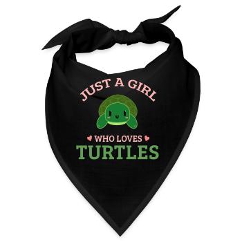 Lustige Schildkröte - Just a Girl who love Turtles - Bandana - Schwarz - Vorne