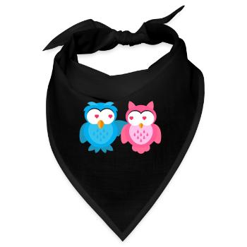 Kindermotiv verliebt Eulen Kindershirt Eule - Bandana - Schwarz - Vorne
