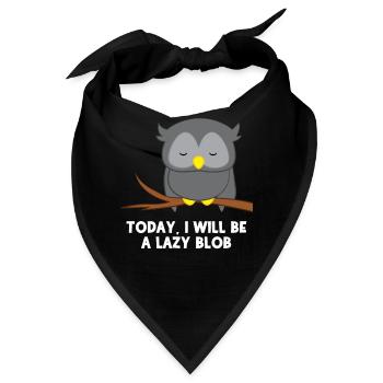 Eule - Uhu - Kauz - Eulen T-Shirt - Faulenzer - Bandana - Schwarz - Vorne
