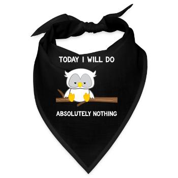 Eule - Uhu - Kauz - Eulen T-Shirt - Faulenzer - Bandana - Schwarz - Vorne