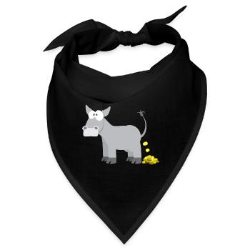 Kindermotiv Esel Tiershirt Geschenkidee Goldesel - Bandana - Schwarz - Vorne