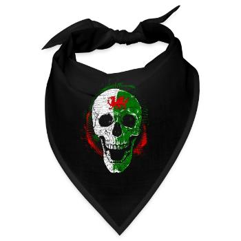 Wales Totenkopf Halloween Drache Kelten - Bandana - Schwarz - Vorne