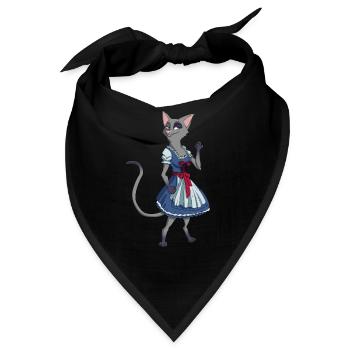 Katze Dirndl Tracht - Bandana - Schwarz - Vorne