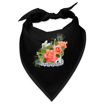 Blumen mit Schmuck - Bandana - Schwarz - Vorne