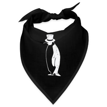Pinguin T-Shirt - Pinguin mit Zylinder Geschenk - Bandana - Schwarz - Vorne