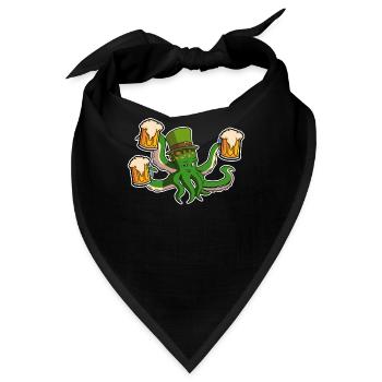 St. Patricks Day Bier Oktopus Irisch Shamrocktopus - Bandana - Schwarz - Vorne