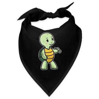 Kleine Schildkröte mit Pfeife Tiere Fantasy - Bandana - Schwarz - Vorne