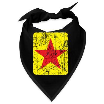 Roter Stern auf einem gelben Hintergrund und einem Weinleseeffekt - Bandana - Schwarz - Vorne