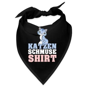 Katzen Schmuse Shirt Katze kuscheln streicheln Kat - Bandana - Schwarz - Vorne