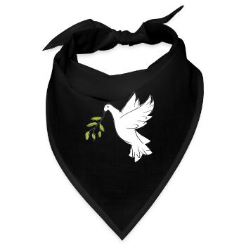 Christliches Symbol - Taube mit Olivenzweig - Bandana - Schwarz - Vorne