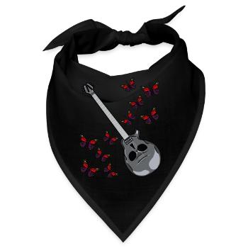 E- Gitarre Totenschädel Schmetterling Dark Musik - Bandana - Schwarz - Vorne