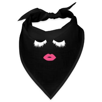 Wimpern Lippen Shirt Pinke Lippen Frauenshirt - Bandana - Schwarz - Vorne