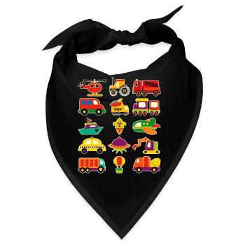 Fahrzeuge Jungs Traktor Feuerwehr Zug Flugzeug Ufo - Bandana - Schwarz - Vorne