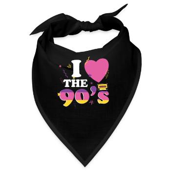 90er Jahre Disco Musik Party Kostüm 1990 90s Retro - Bandana - Schwarz - Vorne