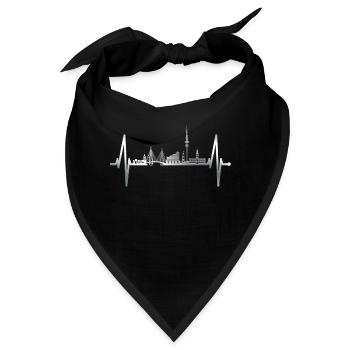 Hamburg Herzschlag Skyline Hamburger Hafen Silber - Bandana - Schwarz - Vorne