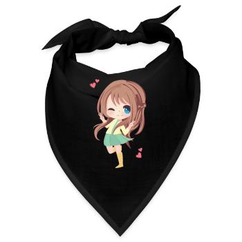 Chibi Mädchen - Bandana - Schwarz - Vorne