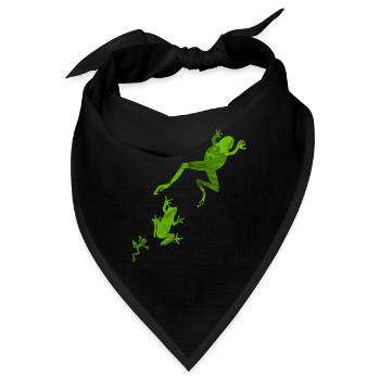 Frogs grüne Frösche springen - Bandana - Schwarz - Vorne
