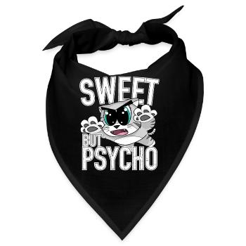 Süße, aber psycho süße Katze - Bandana - Schwarz - Vorne