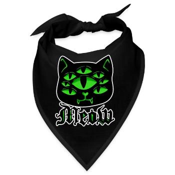 Katze Gothic Grufti Halloween Grusel Miau Geschenk - Bandana - Schwarz - Vorne
