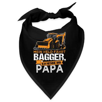 Bagger Bauarbeiter Baumeister Papa Vater Geschenk - Bandana - Schwarz - Vorne