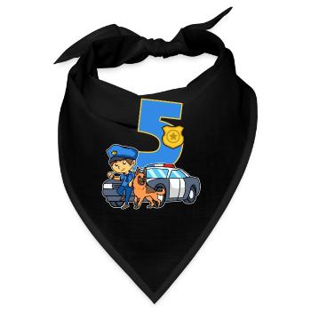 5. Geburtstag Polizei Polizeiauto 5 Jahre Polizist - Bandana - Schwarz - Vorne