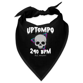 Uptempo 240 BPM Totenkopf Hardstyle Hakken Gabber - Bandana - Schwarz - Vorne