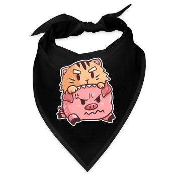 Katze Schwein Spaß Kampf Tiere Kinder Geschenk - Bandana - Schwarz - Vorne