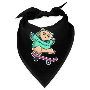 Katze Skateboard Tricks Halfpipe Haustier Geschenk - Bandana - Schwarz - Vorne