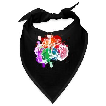 Farbenfrohe Kamera Kunst - Bandana - Schwarz - Vorne