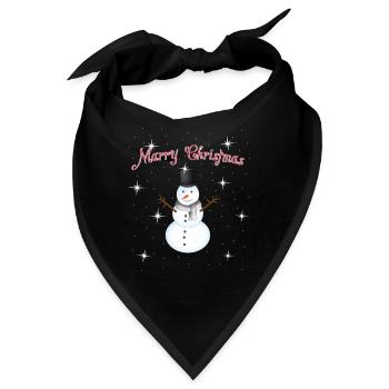 Schneemann, Sterne, Schneeflocken, Marry Christmas - Bandana - Schwarz - Vorne
