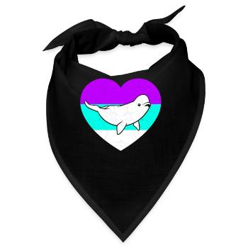 Beluga Wal Fisch Kostüm Retro Meer Leben - Bandana - Schwarz - Vorne