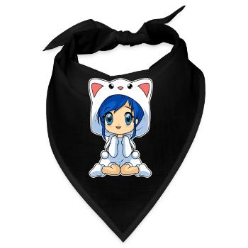 Anime Chibi Mädchen - Bandana - Schwarz - Vorne