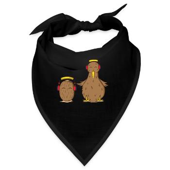 Kiwivogel und Kiwifrucht hören zusammen Musik - Bandana - Schwarz - Vorne