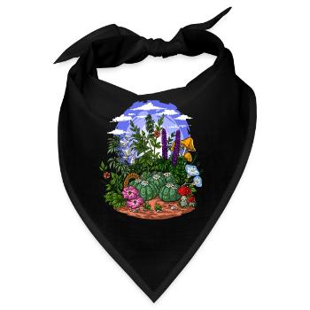 Psychedelischer Naturgarten - Bandana - Schwarz - Vorne