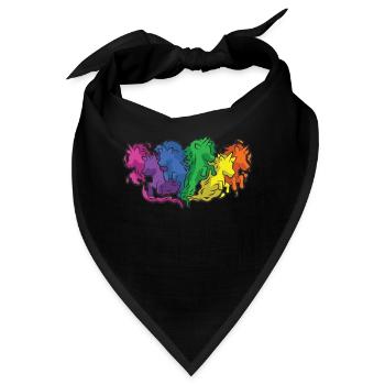 Pferde Regenbogen Galopp Cartoon - Bandana - Schwarz - Vorne