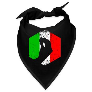 Italienische Flagge mit typischer Handgeste - Bandana - Schwarz - Vorne
