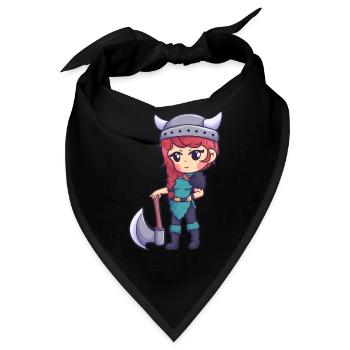 Wikinger Mädchen Axt Krieger Frau - Bandana - Schwarz - Vorne