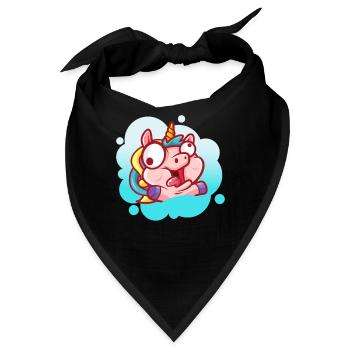 Crazy Einhorn Gesicht Verrückt Lustig Kindisch - Bandana - Schwarz - Vorne
