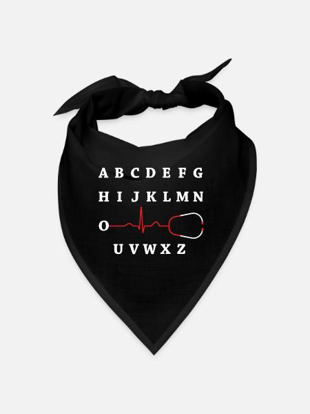 PQRST Heartbeats Nurse EKG Wave Line Alphabet Gift - Bandana - noir - Devant