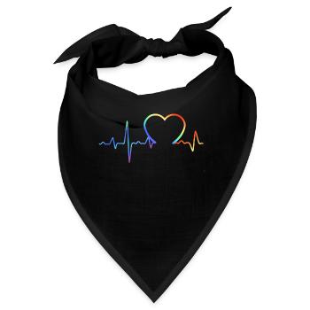 Regenbogen Herzschlag Pride - Bandana - Schwarz - Vorne